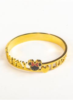 Stainless Steel Golden Bracelet with Lucky Zirconic Mouse