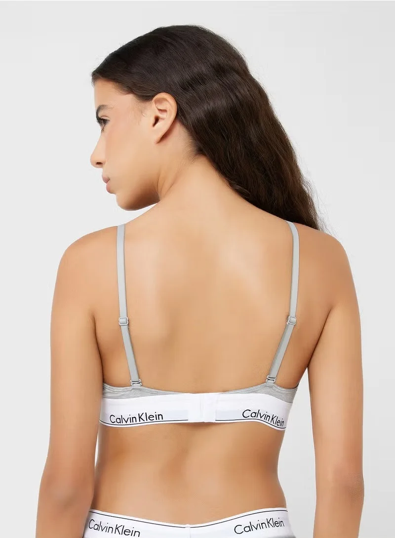 CALVIN KLEIN Logo Band Detail Unlined Plunge Neck Bra