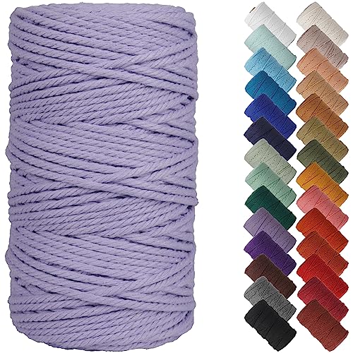 NOANTA Light Purple Macrame Cord 4mm x 109yards Colored Macrame Rope Cotton Cord Macrame Yarn Colorful Cotton Craft Cord for Wall Hanging Plant Hangers Crafts Knitting - Image 1
