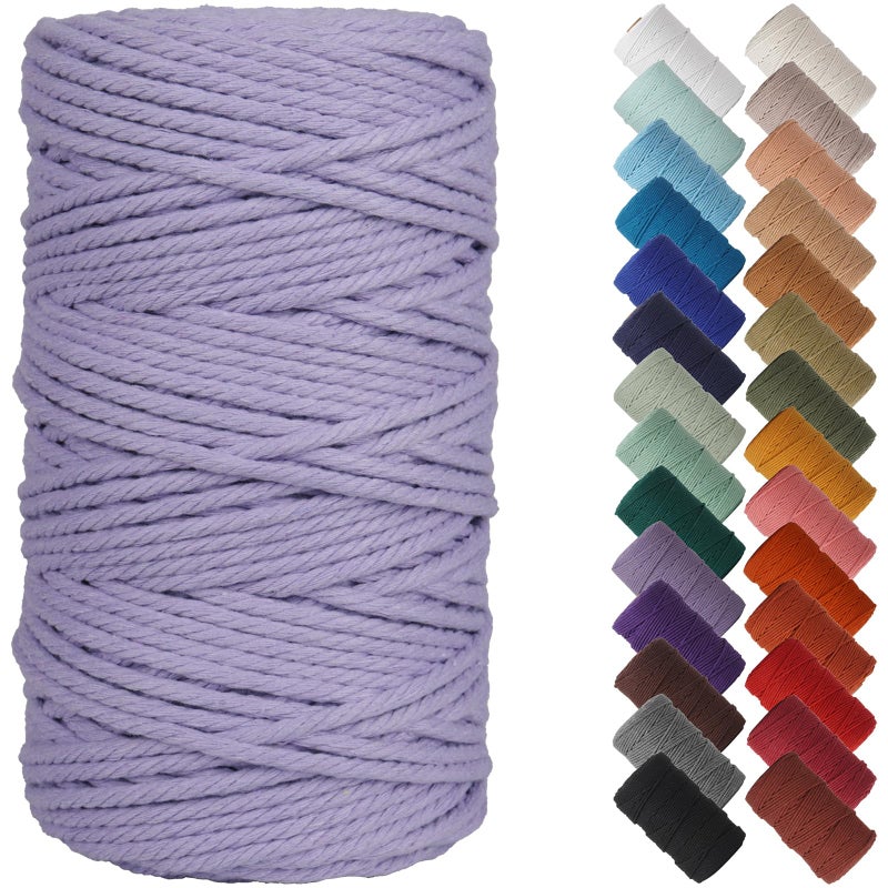 NOANTA Light Purple Macrame Cord 4mm x 109yards Colored Macrame Rope Cotton Cord Macrame Yarn Colorful Cotton Craft Cord for Wall Hanging Plant Hangers Crafts Knitting - Image 3