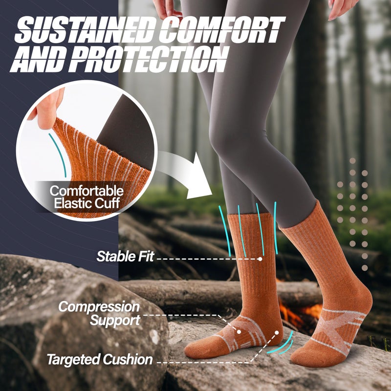 ANTSANG Merino Wool Socks for Men & Women Thermal Winter Hiking Warm Thick Crew Cozy Boot Work Gift Socks Stocking Stuffers 5 Pairs(Assorted D,L) - Image 3