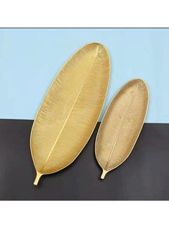 HOME TASTE TOMSUN Wooden Leaf Shaped Serving Tray Set of 2 - Bamboo Fruit Plate, Snack Tray, Dinner Plate, Candy Dish Decorative Wood Storage Plates for Coffee Table, Restaurant  - Image 1