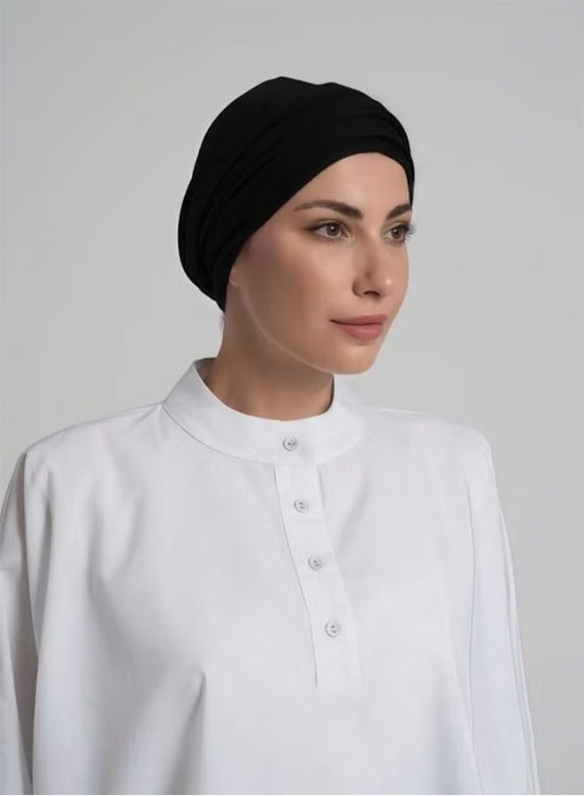 YJ 1PC Women Solid Color Hijab,Adjustable Styles, Stretch Headband Turban, Soft Breathable Cotton Fabric Comfortable For Daily Headscarf - Image 4