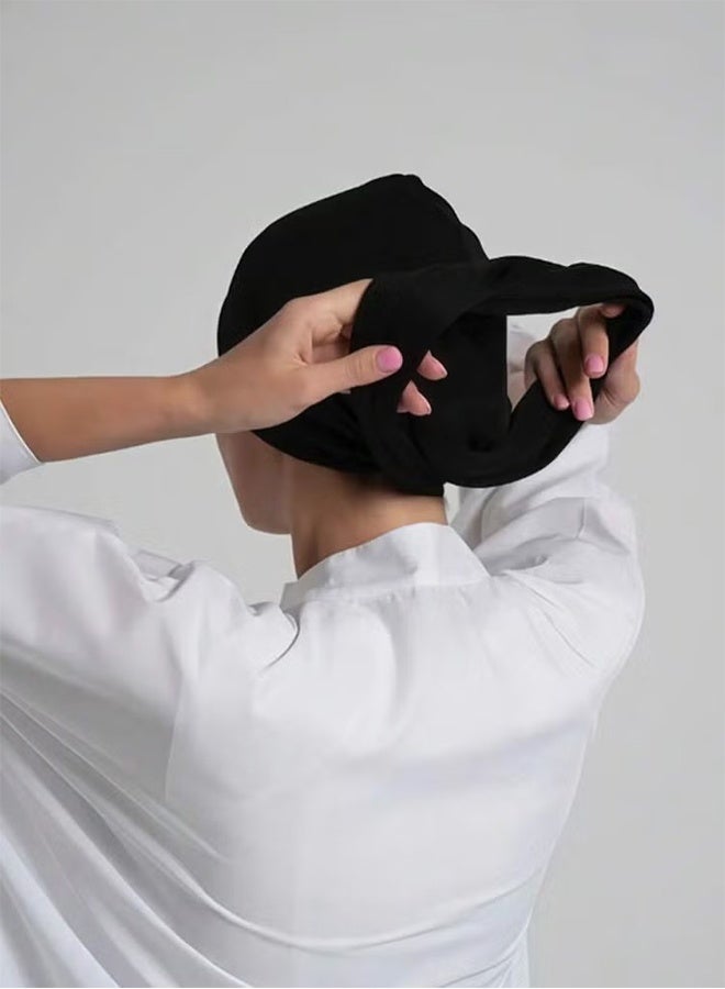 YJ 1PC Women Solid Color Hijab,Adjustable Styles, Stretch Headband Turban, Soft Breathable Cotton Fabric Comfortable For Daily Headscarf - Image 2