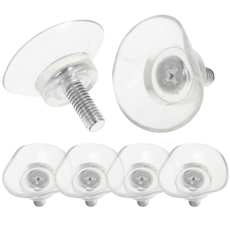 6pcs Furniture Desk Glass PVC Transparent Anti-Collision Suction Cups Sucker Hanger Pads with Screws for Glass Table (6x13) - Image 1