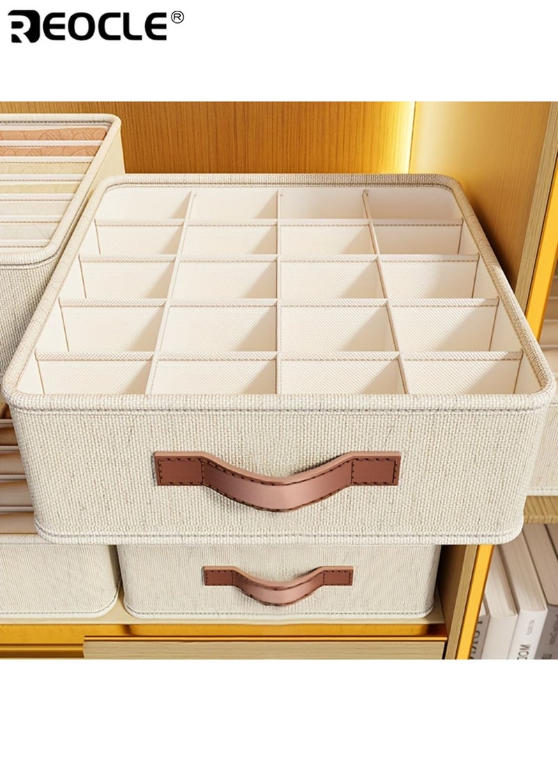 ريوكل 3 قطع منظم أدراج قابل للطي صناديق قماشية قابلة للتكديس مع مقابض للملابس الداخلية والجوارب وحمالات الصدر والربطات حل مثالي لتنظيم الخزانة - Image 4