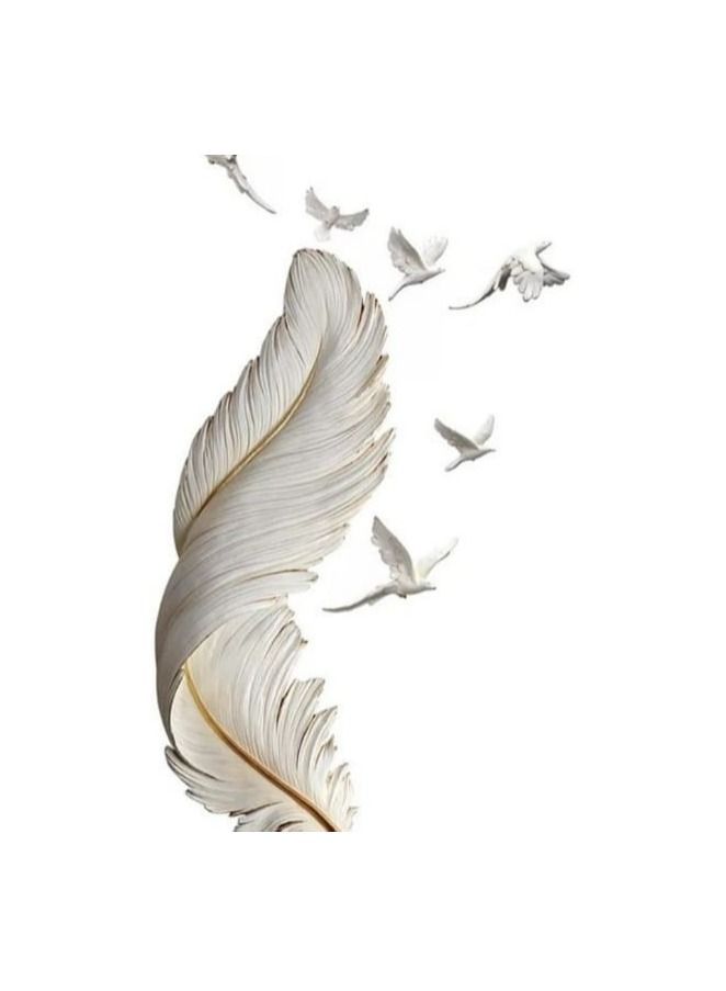 Feather Art home décor Gypsum large 3D wall art sculpture creative light luxury feather home wall decoration for living room or lounge hallway wall.