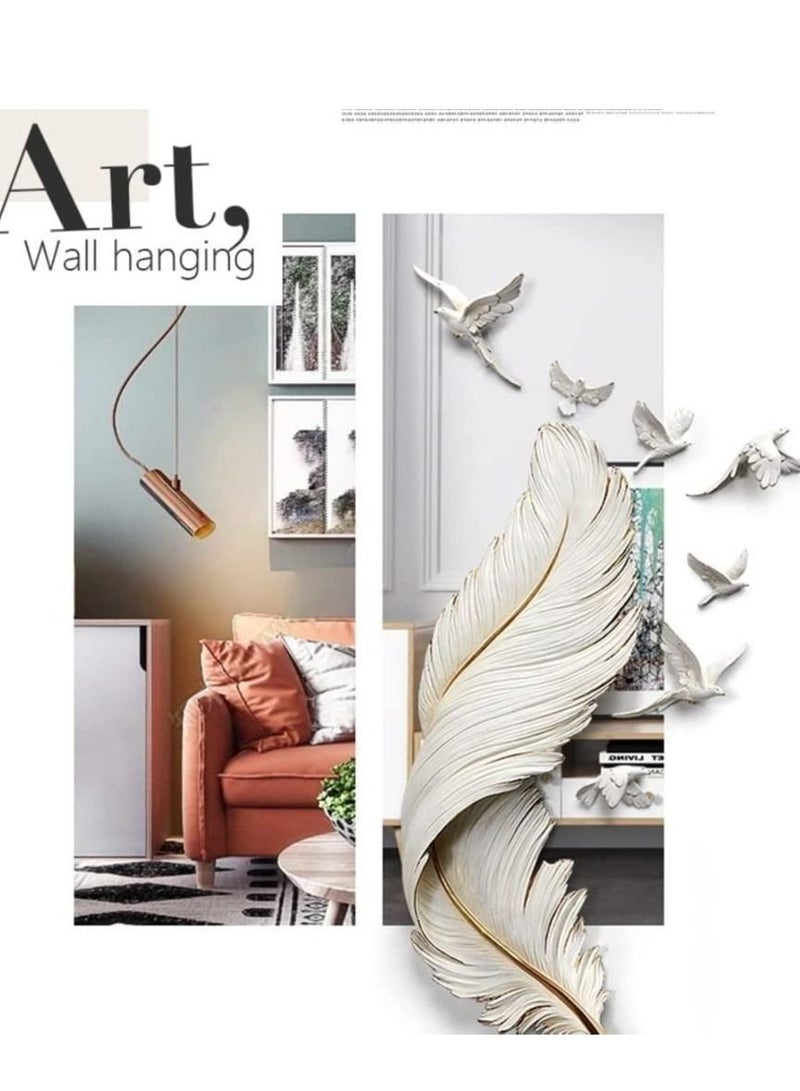 Feather Art home décor Gypsum large 3D wall art sculpture creative light luxury feather home wall decoration for living room or lounge hallway wall.