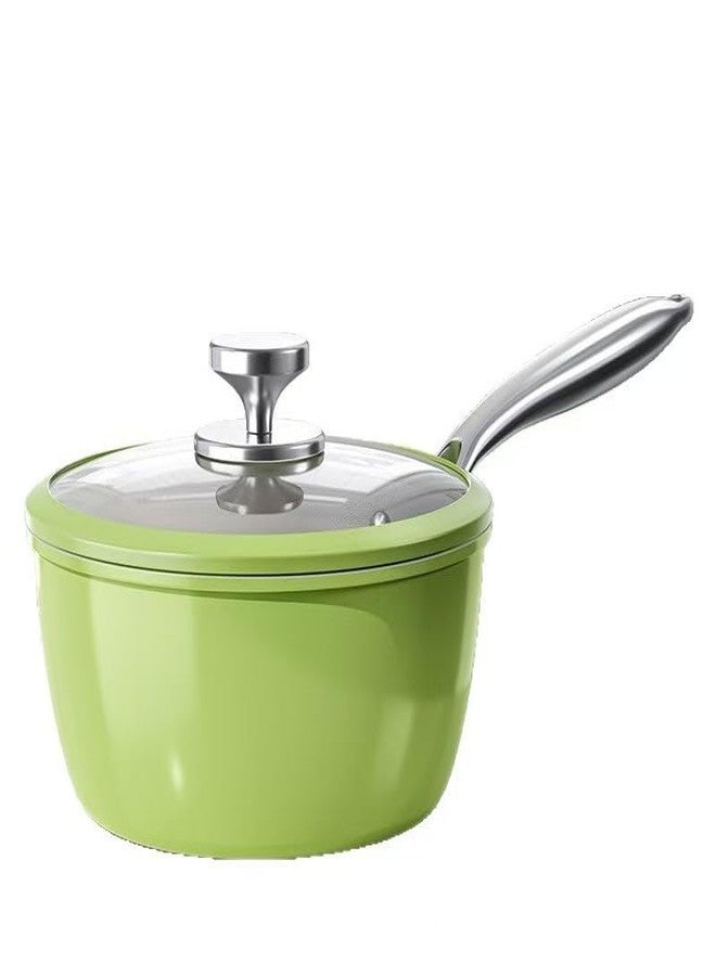 HCXCQLSUY Nonstick Ceramic Saucepan with lid, Small Cooking Pot with handle, Induction Comptable (Green, 2.5 Quarts) - Image 1