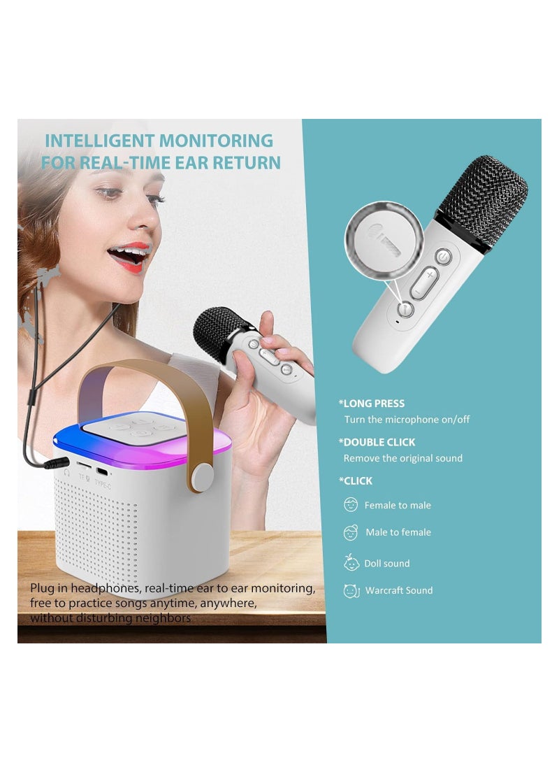 SYOSI Karaoke Machine Portable Bluetooth Speaker with 2 Wireless handheled Microphones LED Lights Portable Bluetooth Karaoke Speaker for All Smartphones for Home Party Birthday Gifts - Image 2
