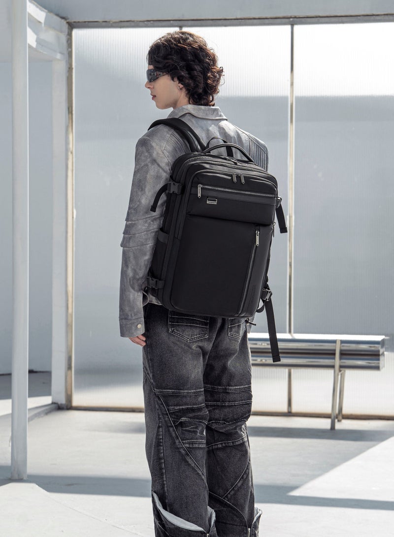 ARCTIC HUNTER Durable Travel Backpack Water Resistant Expandable 26 L Computer Bag with Luggage Carry Strap and Anti-Theft Compartment for Men and Women, B00833 - Black - Image 2