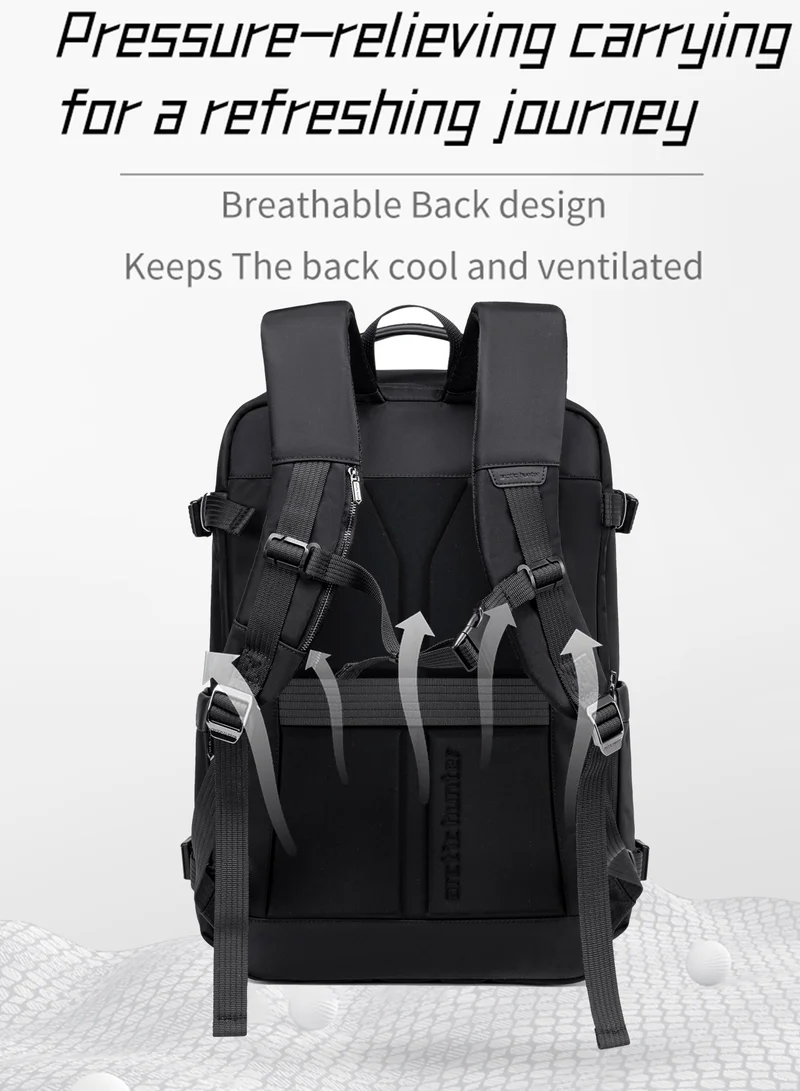 Arctic Hunter Black Durable Travel Backpack Water Resistant Expandable 26 L Computer Bag with Luggage Carry Strap and Anti-Theft Compartment for Men and Women, B00833, Black for Men | Best Price UAE