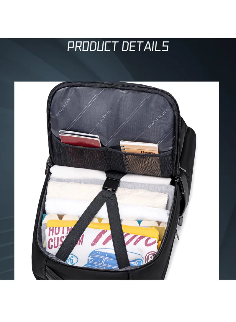 Arctic Hunter Black Durable Travel Backpack Water Resistant Expandable 26 L Computer Bag with Luggage Carry Strap and Anti-Theft Compartment for Men and Women, B00833, Black for Men | Best Price UAE