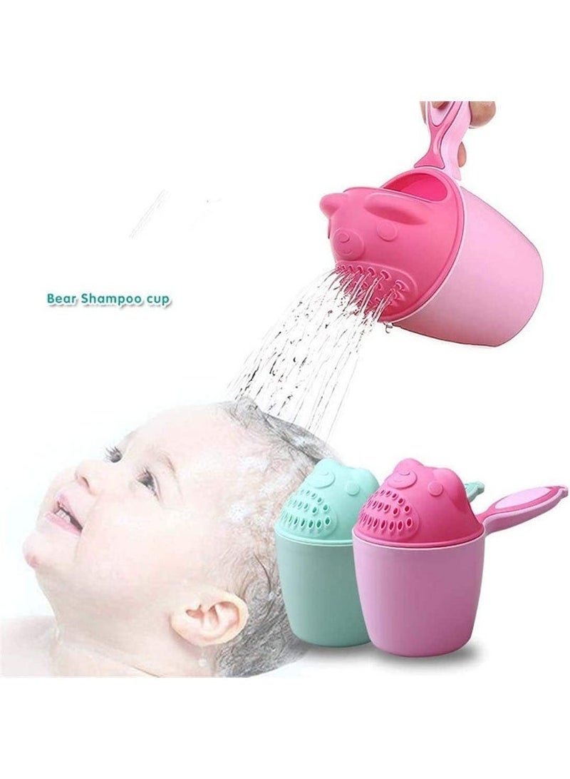 CLENEA 2PCS Baby Shampoo Rinse Cups with Handle, Bath Rinsing Cup Shower Water Spoon, Eye Shield Shampoo Rinser for Infants & Toddlers, Cute Bear Design Bathroom - Image 4