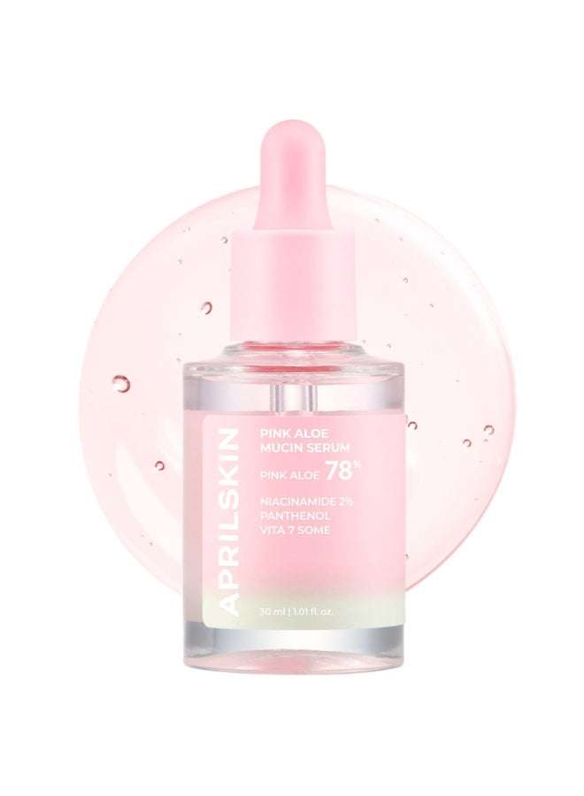 APRILSKIN Pink Aloe Mucin Serum 1.01 fl.oz (30ml) Hydrating 78% Jeju Aloe Mucin Formula with Non-Sticky Finish for a Glass Glow Look, Korean Skincare - Image 1