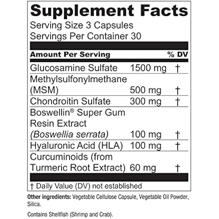 Essential Elements Glucosamine Chondroitin MSM Boswellia Serrata Hyaluronic Acid Supplement Joint Support Antioxidant Supplement for Flexibility - 180 Capsules (2-Pack) - Image 4