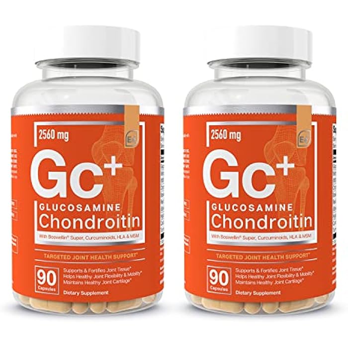 Essential Elements Glucosamine Chondroitin MSM Boswellia Serrata Hyaluronic Acid Supplement Joint Support Antioxidant Supplement for Flexibility - 180 Capsules (2-Pack) - Image 1