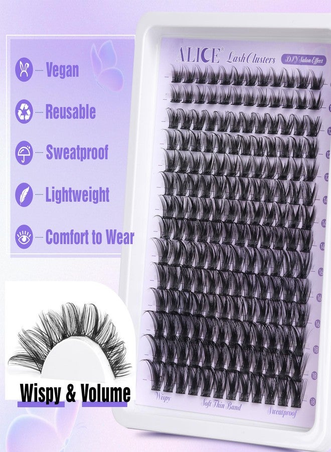 ALICE Lash Clusters Wispy Eyelash Clusters 168pcs 10-18mm Cluster Eyelash Extensions Natural Volume Lash Extensions DIY Individual Lashes Clusters with Soft Thin Band - Image 4