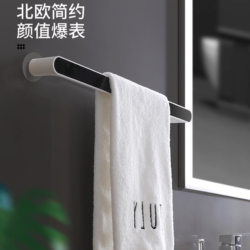Punch-Free Suction Cup Towel Rack – Plastic Bathroom Storage Rod - Image 3