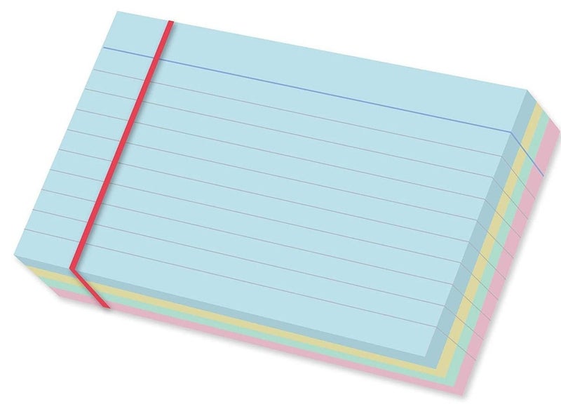 100 حزمة بطاقات سجل مخططة ملونة - للاستخدام المكتبي والمدرسي، بحجم 6" × 4" - Image 1