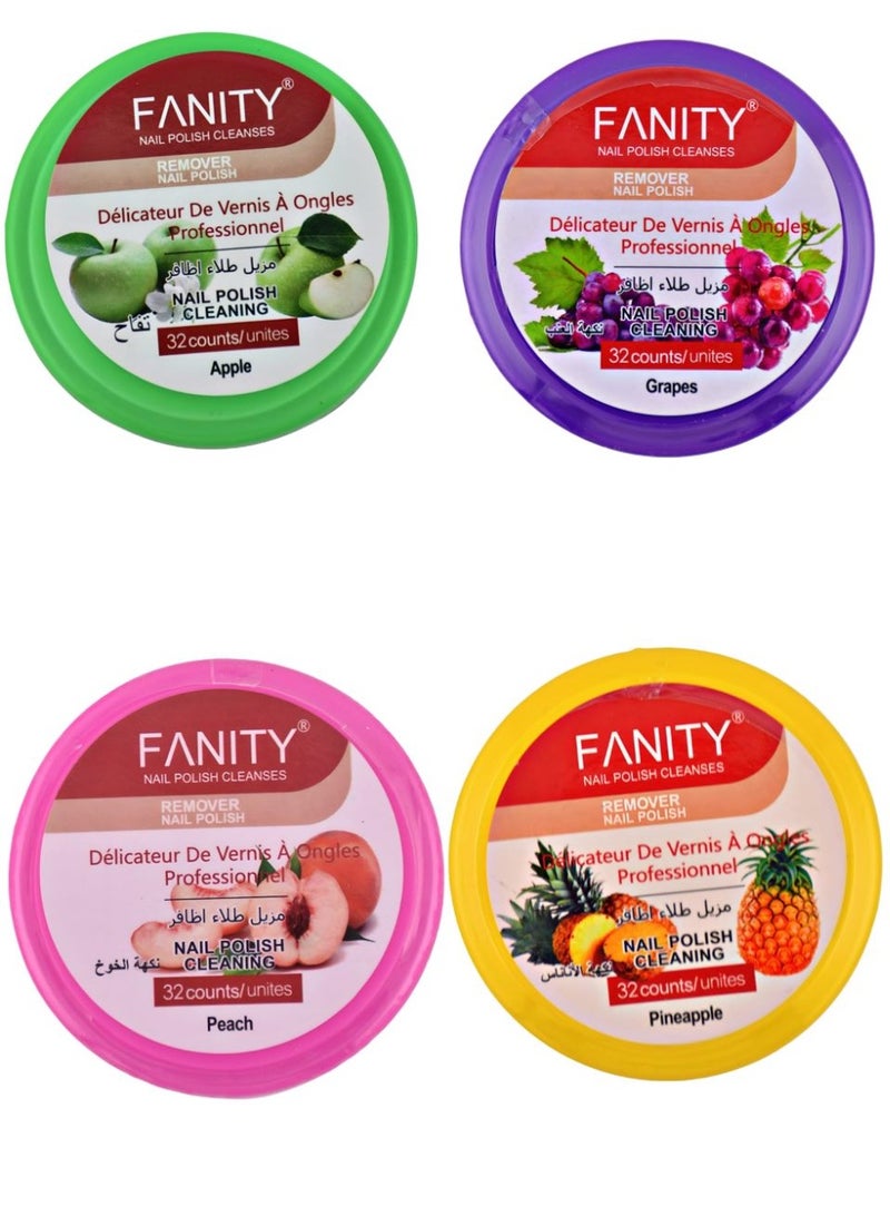 FANITY Nail Polish Remover Pads – 32 Sheets ( 4 Flavours ) - Image 1
