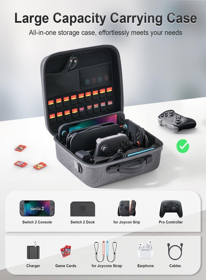 STARTRC GAMES Switch 2 Carrying Case for Nintendo Switch 2 (2025), Large All in One Hard Travel Case with Game Card Slots, Portable Protective Carry Bag for Switch 2, Pro Controller and Other Accessories - Image 2