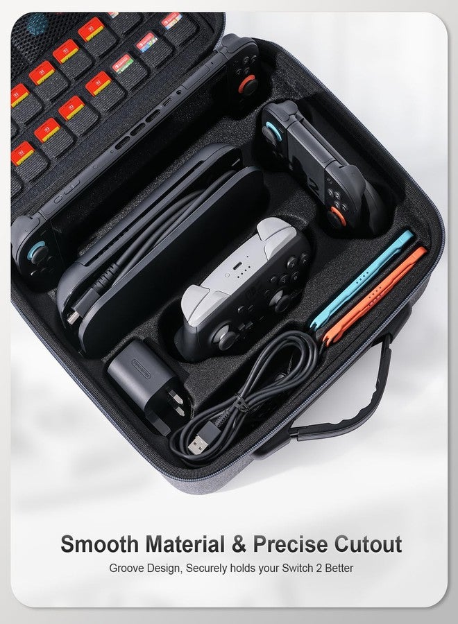 STARTRC GAMES Switch 2 Carrying Case for Nintendo Switch 2 (2025), Large All in One Hard Travel Case with Game Card Slots, Portable Protective Carry Bag for Switch 2, Pro Controller and Other Accessories - Image 3