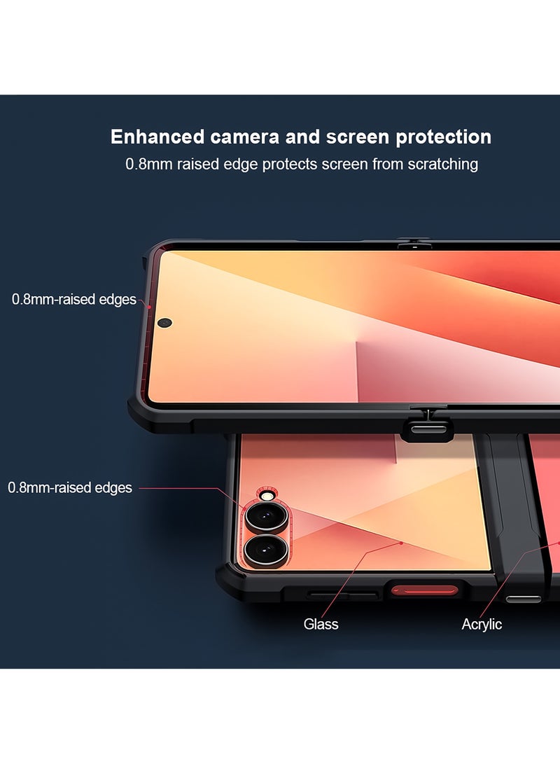 For Samsung Galaxy Z Flip 7 Case, Built-in Screen Protector, TPU + PC Shockproof Bumper Mobile Phone Case, Anti-Yellowing Slim Fit Protective Casing - Image 2