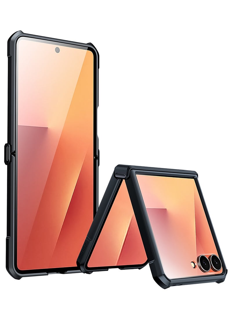 For Samsung Galaxy Z Flip 7 Case, Built-in Screen Protector, TPU + PC Shockproof Bumper Mobile Phone Case, Anti-Yellowing Slim Fit Protective Casing - Image 1