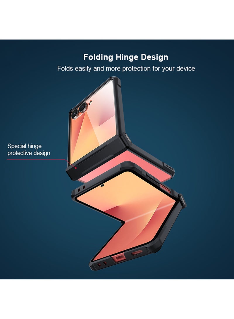 For Samsung Galaxy Z Flip 7 Case, Built-in Screen Protector, TPU + PC Shockproof Bumper Mobile Phone Case, Anti-Yellowing Slim Fit Protective Casing - Image 5