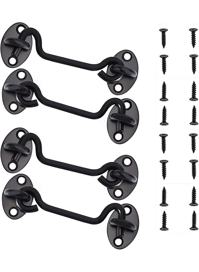promass 4 Pcs Stainless Steel Hook and Eye Latches, Privacy Hook and Eye Latches, Rust and Corrosion Resistant, With Mounting Screws, For Security And Privacy, For Barn Doors, Garages, Windows, Closets - Image 1