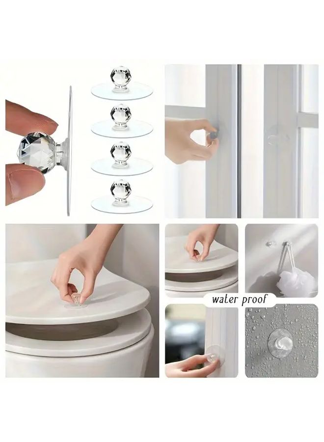 10pcs Round Self Adhesive Push Pull Handles No Drilling For Cabinet Drawer Glass Door - Image 2