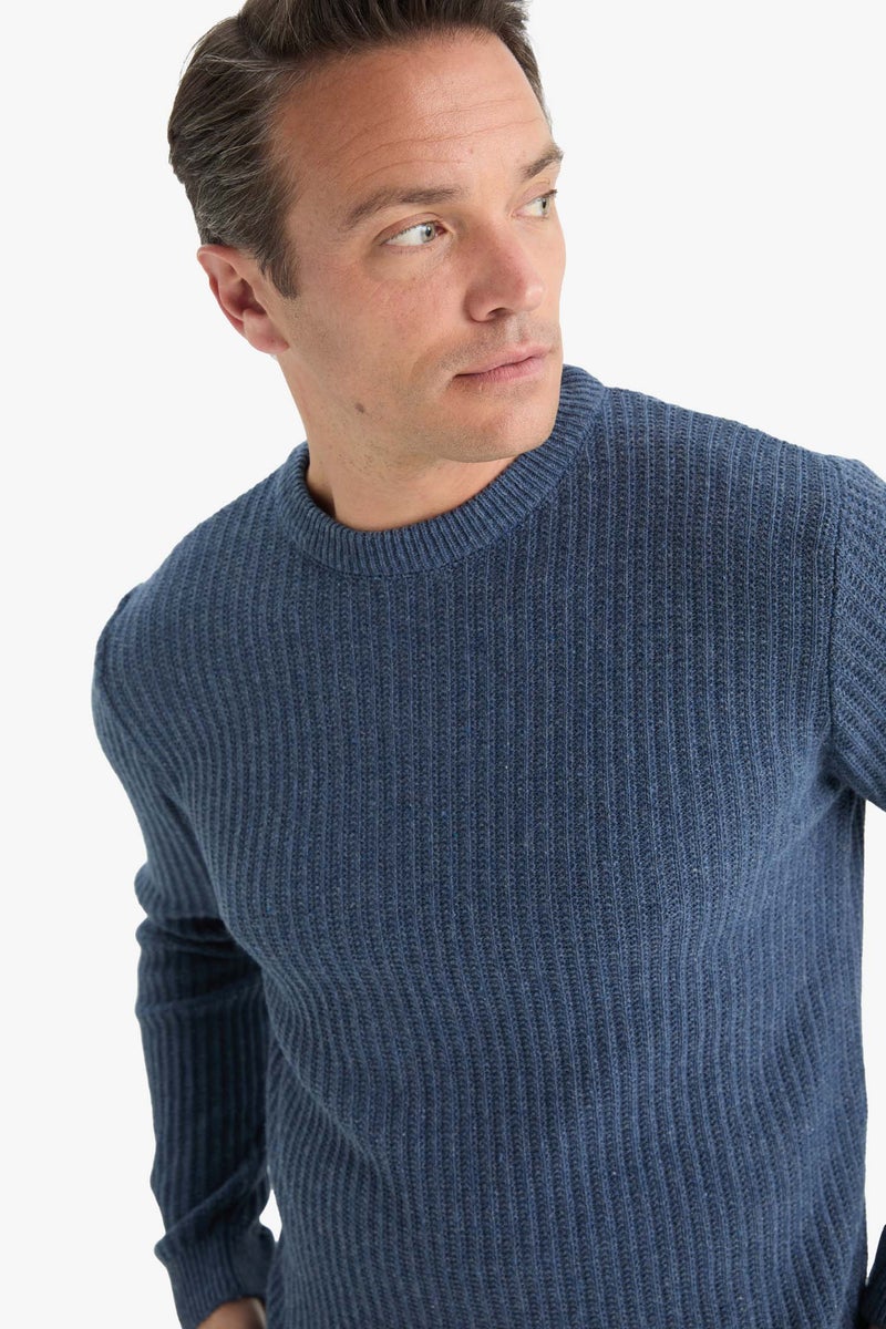 DeFacto Blue Man Standard Fit Crew Neck Knitwear Pullover Casual - Image 1