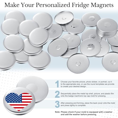 Tellegloww 24 Sets Magnet Button Maker 2.25 Inches/ 58 mm (Approx. 2-1/4 Inch) Metal Fridge Magnet Supplies Round Badge Pin Button Parts for Fridge Office Locker Whiteboard, Machine Not Included - Image 3