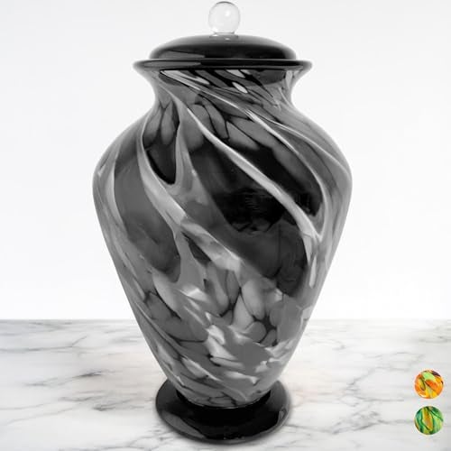 Everlight Memorials Silver Radiance Hand Blown Glass Art Large Cremation Urn for Human Ashes – Adult Memorial Urn for Man or Woman – Museum Quality - Image 1