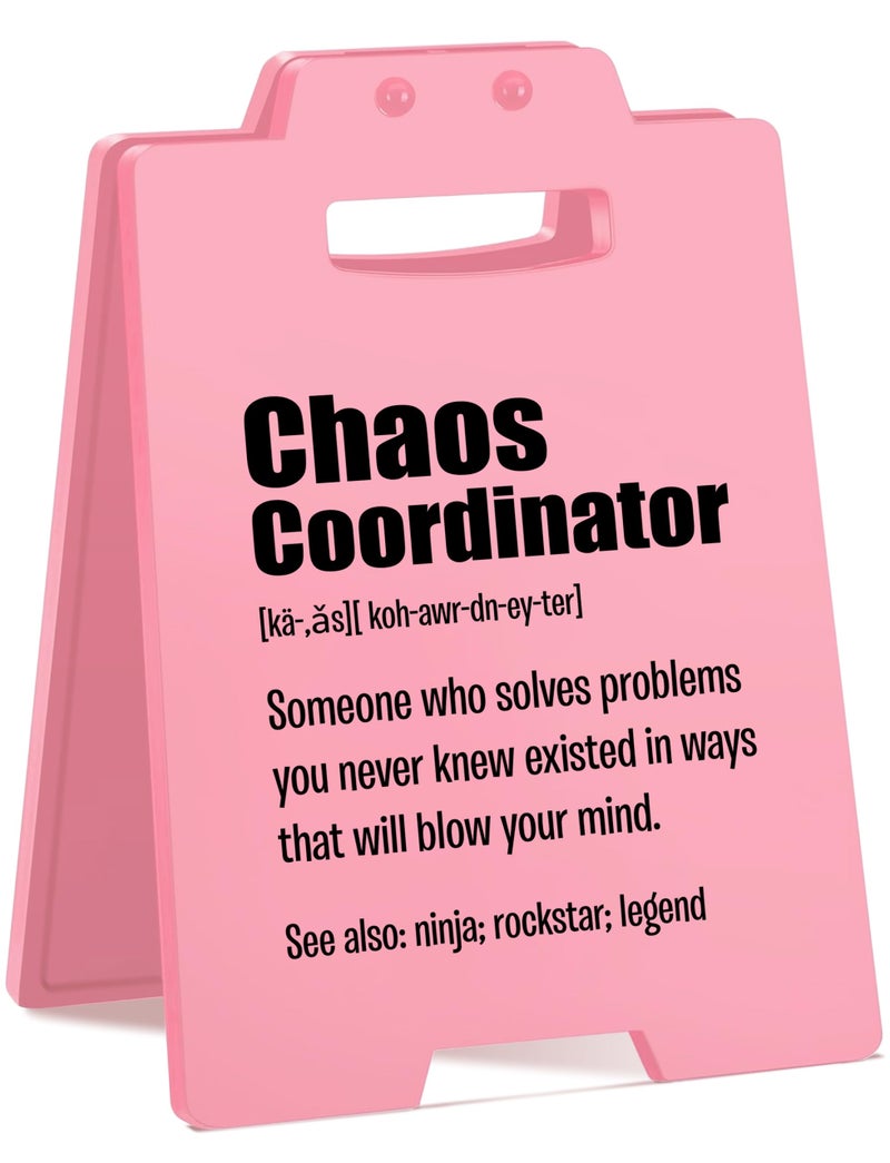 MAMAGIFTREE Chaos Coordinator Gifts for Work Anniversary â€“ Funny Pink Desk Decor for Women, Cubicle Accessories, Gifts for Team, Employees, Teachers, Coworkers, Nurses Appreciation, and Motivational Office Decor - Image 1
