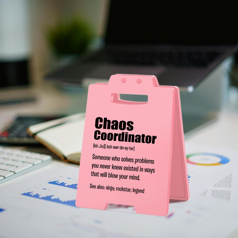 MAMAGIFTREE Chaos Coordinator Gifts for Work Anniversary â€“ Funny Pink Desk Decor for Women, Cubicle Accessories, Gifts for Team, Employees, Teachers, Coworkers, Nurses Appreciation, and Motivational Office Decor - Image 4
