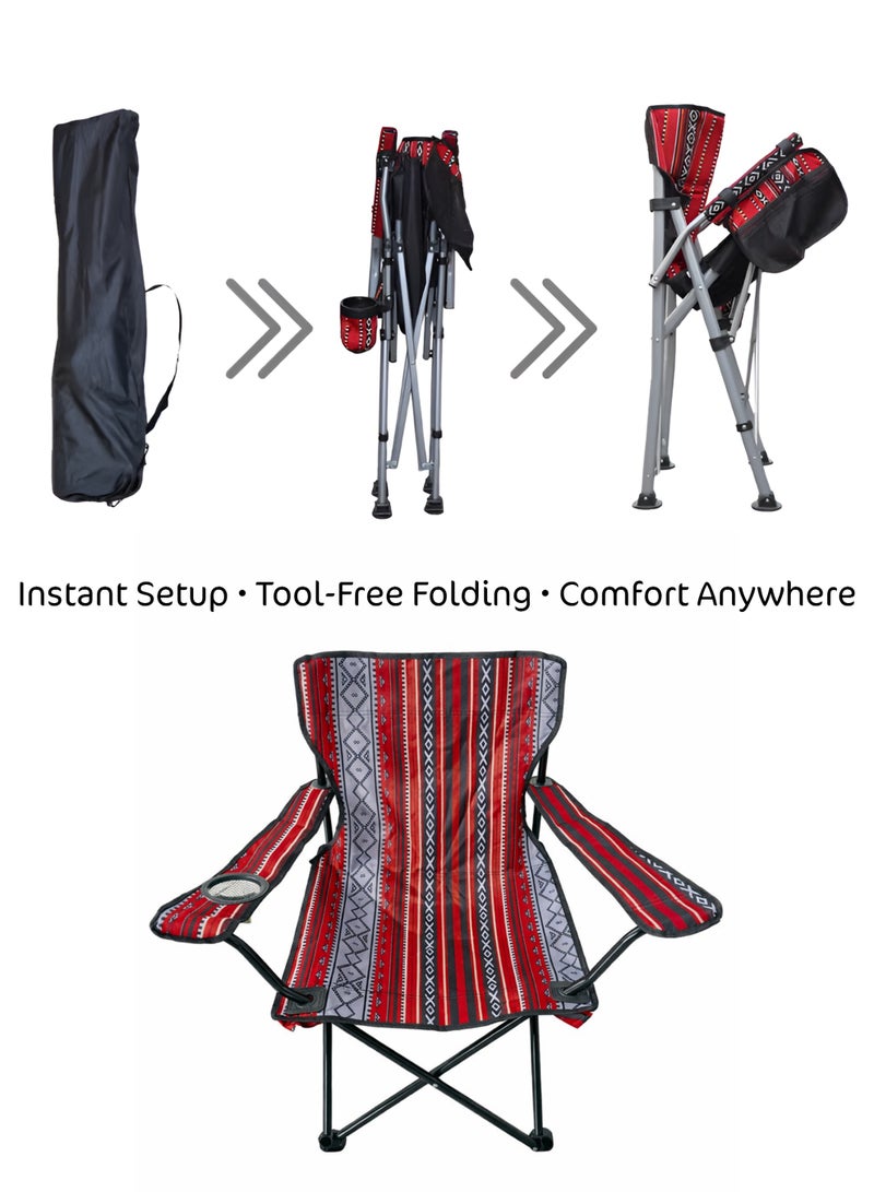 دي بلو كرسي تخييم قابل للطي مع حامل أكواب ومساند ذراع مبطنة 50×50×80 سم - كرسي تخييم وشاطئ محمول، إطار فولاذي متين، قماش أكسفورد، حقيبة حمل مرفقة، سعة 120 كجم D114715 - Image 5