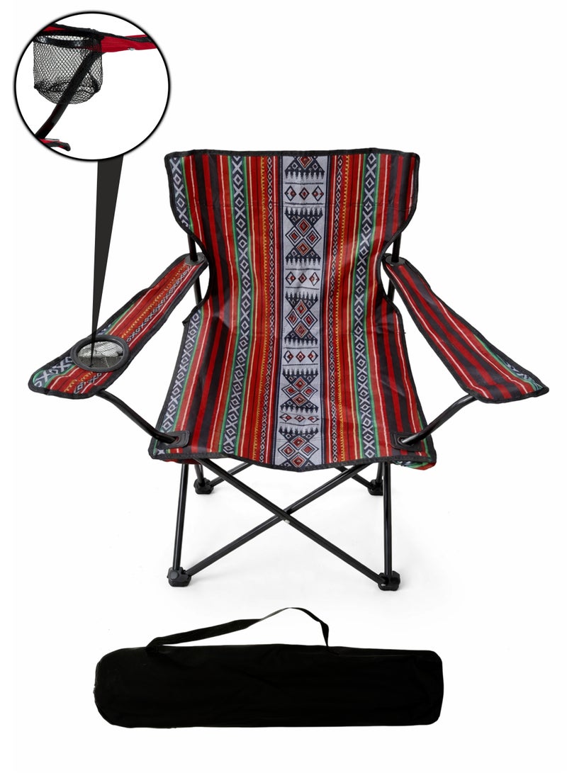 دي بلو كرسي تخييم قابل للطي مع حامل أكواب ومساند ذراع مبطنة 50×50×80 سم - كرسي تخييم وشاطئ محمول، إطار فولاذي متين، قماش أكسفورد، حقيبة حمل مرفقة، سعة 120 كجم D114715 - Image 1