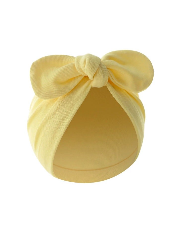 Cute Baby Bowknot Cap  Beanie Yellow For 6 Month to 24 Month Baby 