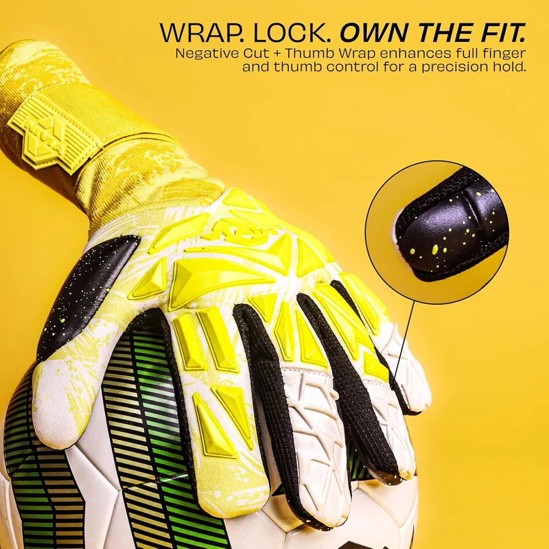 Nivia  Nivia Aura Goalkeeper Gloves - Professional Match Gloves with 4mm Dura Latex Palm and Embossed Silicon Backhand (Yellow/White, XL)  | Best Price UAE