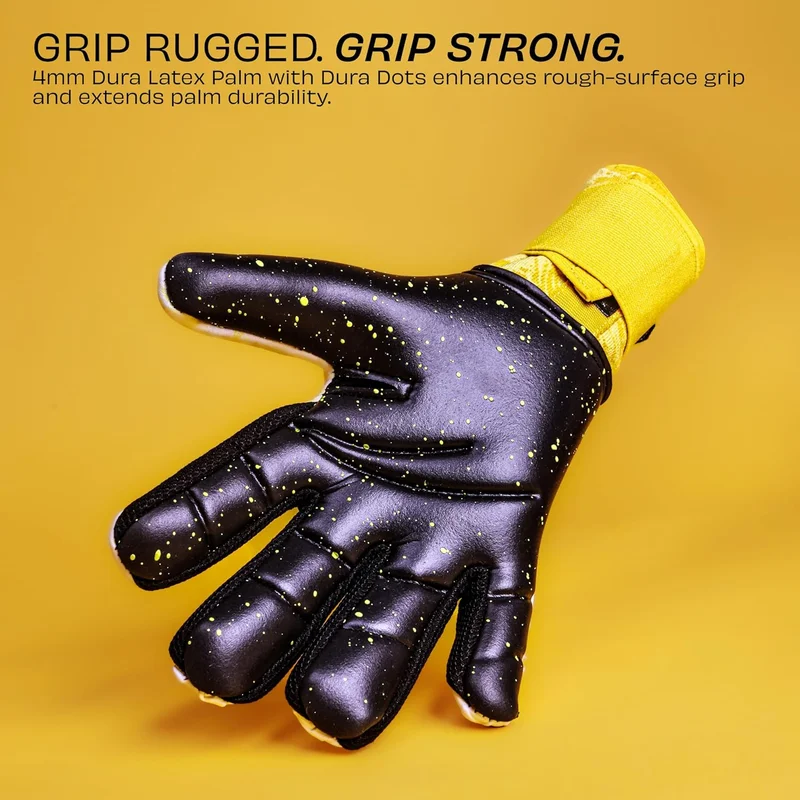 Nivia  Nivia Aura Goalkeeper Gloves - Professional Match Gloves with 4mm Dura Latex Palm and Embossed Silicon Backhand (Yellow/White, XL)  | Best Price UAE