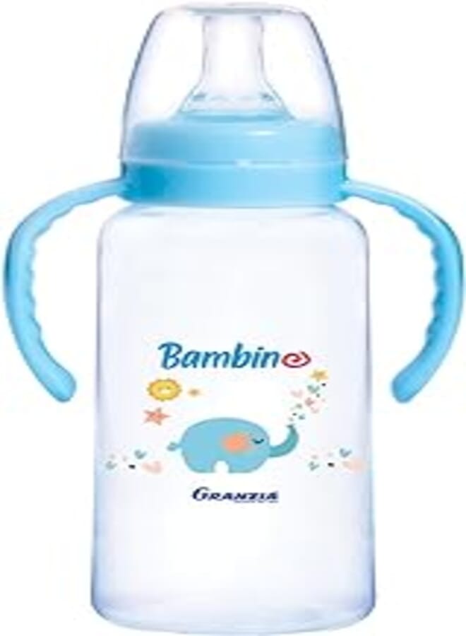 Granzia Bambino Classic Baby Feeding Bottle Blue 300 ML With Hand