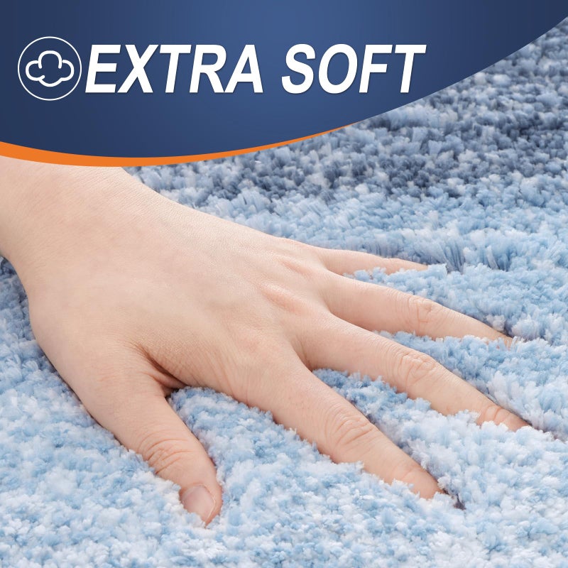 OLANLY Bathroom Rug Set 2 Piece, Soft Absorbent Microfiber Bath Rug Set, Non-Slip, Machine Wash Dry, Plush Shaggy Bath Mats for Bathroom (30"x20"+24"x16", Blue) - Image 3