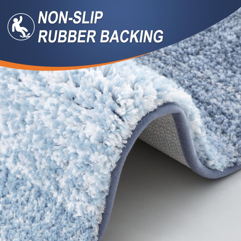 OLANLY Bathroom Rug Set 2 Piece, Soft Absorbent Microfiber Bath Rug Set, Non-Slip, Machine Wash Dry, Plush Shaggy Bath Mats for Bathroom (30"x20"+24"x16", Blue) - Image 5
