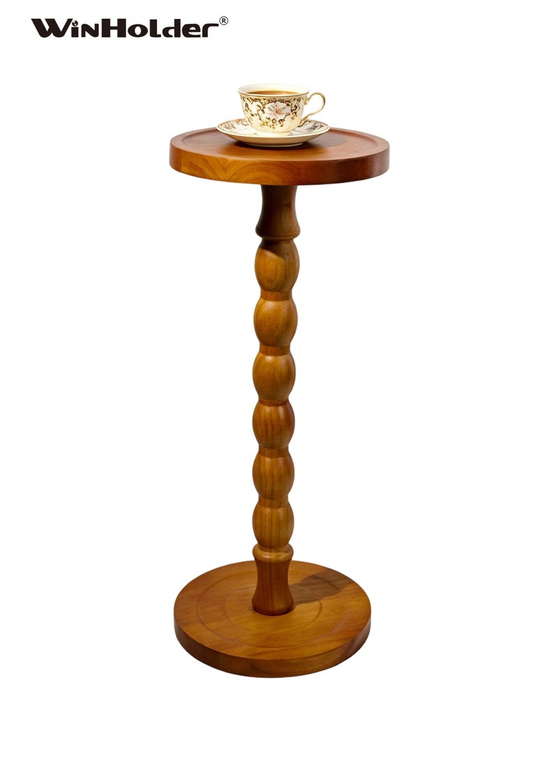 WinHolder Solid Wood Side Table, Rubber Wood‌ Small Round Side Table for Small Spaces, Martini Tables, Pedestal End Tables for Living Room, Bedroom, Corners, and Office(Walnut, 1 PCS) - Image 1