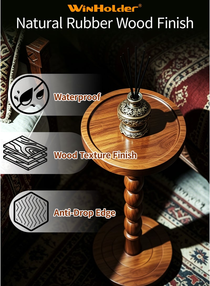 WinHolder Solid Wood Side Table, Rubber Wood‌ Small Round Side Table for Small Spaces, Martini Tables, Pedestal End Tables for Living Room, Bedroom, Corners, and Office(Walnut, 1 PCS) - Image 3