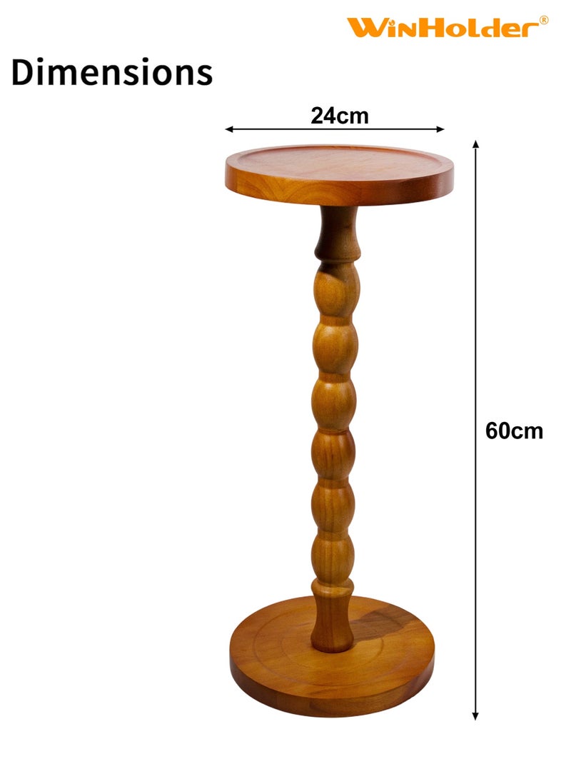 WinHolder Solid Wood Side Table, Rubber Wood‌ Small Round Side Table for Small Spaces, Martini Tables, Pedestal End Tables for Living Room, Bedroom, Corners, and Office(Walnut, 1 PCS) - Image 4