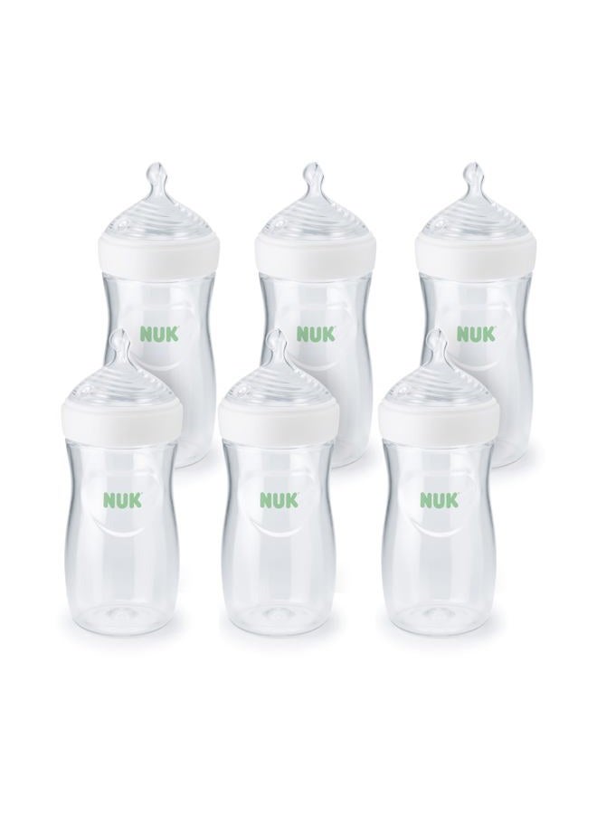 NUK Simply Natural Baby Bottle with SafeTemp, 9 oz, 6 Pack - Image 1