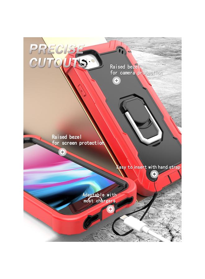 S-TOP Case For iPhone SE 2022 / SE 2020 / 8 / 7 PC + Rubber 3-layers Shockproof Protective Case with Rotating Holder - Image 4